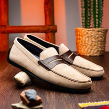Load image into Gallery viewer, 36-300-BON MONZA Sueded Italian Calfskin Driver Bone / Chestnut