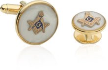 Load image into Gallery viewer, Mother of Pearl Masonic Tuxedo Cufflinks and Studs