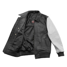 Load image into Gallery viewer, Moto Bomber Two Tone Men's Leather Jacket