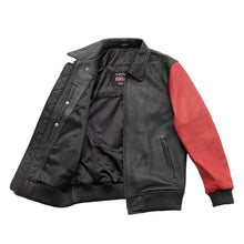 Load image into Gallery viewer, Moto Bomber Two Tone Men's Leather Jacket