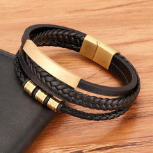 Load image into Gallery viewer, Multi-layer Leather Bracelet Stainless Steel Metal Luxury Bangles For Men Charm Accessories Mens New Magnetic Clasp Multi-Layer Braided Leather Brown And Black Bracelets