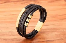 Load image into Gallery viewer, Multi-layer Leather Bracelet Stainless Steel Metal Luxury Bangles For Men Charm Accessories Mens New Magnetic Clasp Multi-Layer Braided Leather Brown And Black Bracelets