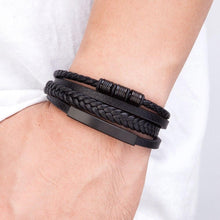 Load image into Gallery viewer, Multi-layer Leather Bracelet Stainless Steel Metal Luxury Bangles For Men Charm Accessories Mens New Magnetic Clasp Multi-Layer Braided Leather Brown And Black Bracelets