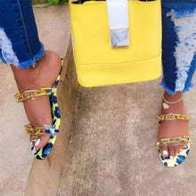 Load image into Gallery viewer, Multicolor Flat Slippers Women Shoes Elegant Summer New Woman Sandals Chain Sandal Flip Flops Casual Beach Dress Slides Sandals Beach Open Toe Flat Slippers Fashion Chain Clear Slide Flip Flops