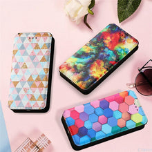 Load image into Gallery viewer, Multicolored Phone Case For iPhone 13 12 11 Pro Mini Cover Wallet Card Slot Flip Magnetic Leather PU Leather Flip Wallet Cover with Card Slots Case Cover