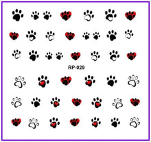Load image into Gallery viewer, Nail Art Beauty Water Decal Slider Nail Stickers Animal Pet Claw Paw Foot Print Sweet Heart Black Cat Decorations Slider Nail Art Stickers Decals Nail Art Supplies Valentines Day 3D Self-Adhesive Nail Decorations Manicuring Nail Art Manicure Lips Nail