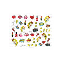 Load image into Gallery viewer, Nail Art Stickers Red Lips Nails Decals Sticker Hot Sexy Girl Tip Back Glue Decal Cool Lollipop Self Adhesive Acrylic Tips Tool Decoration White Feather Lace Flower Leaf Carving Design Exquisite Pattern Nail Art Supplies Self-Adhesive Nail