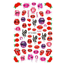 Load image into Gallery viewer, Nail Art Stickers Red Lips Nails Decals Sticker Hot Sexy Girl Tip Back Glue Decal Cool Lollipop Self Adhesive Acrylic Tips Tool Decoration White Feather Lace Flower Leaf Carving Design Exquisite Pattern Nail Art Supplies Self-Adhesive Nail
