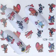 Load image into Gallery viewer, Nail Art Water Transfer Stickers Anime Mouse Animal Kid slider adhesive Watermark Decals Women Beauty Wedding Nails Decal Self-Adhesive 3D Wave Design Decoration for Women Girls Art Stickers Decal Decoration Metallic Curve Strip Line Nail