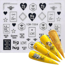 Load image into Gallery viewer, Nail Stickers for Manicure Nail Sticker Sliders For Nails Decal Self-adhesive Nails Figures Transfer Black Accessories Sliders Manicure Decoration 3D Nail Supplies Holographic Decals Transfer Sliders Nail Design Manicures Nail Self-Adhesive Sticker