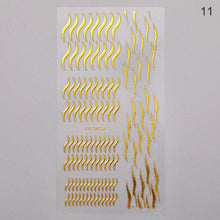 Load image into Gallery viewer, Nail Strip Stickers Black Gold Rose Gold Silver Metal Strip Tape Nail Art Adhesive Foil Tips Nail Sticker Decals Metallic Curve Strip Line Nail Decal Self-Adhesive 3D Wave Design Decoration for Women Girls Tape Nail Art Stickers Decal Decoration