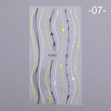 Load image into Gallery viewer, Nail Strip Stickers Black Gold Rose Gold Silver Metal Strip Tape Nail Art Adhesive Foil Tips Nail Sticker Decals Metallic Curve Strip Line Nail Decal Self-Adhesive 3D Wave Design Decoration for Women Girls Tape Nail Art Stickers Decal Decoration