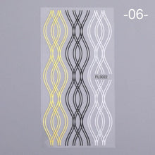 Load image into Gallery viewer, Nail Strip Stickers Black Gold Rose Gold Silver Metal Strip Tape Nail Art Adhesive Foil Tips Nail Sticker Decals Metallic Curve Strip Line Nail Decal Self-Adhesive 3D Wave Design Decoration for Women Girls Tape Nail Art Stickers Decal Decoration