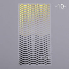 Load image into Gallery viewer, Nail Strip Stickers Black Gold Rose Gold Silver Metal Strip Tape Nail Art Adhesive Foil Tips Nail Sticker Decals Metallic Curve Strip Line Nail Decal Self-Adhesive 3D Wave Design Decoration for Women Girls Tape Nail Art Stickers Decal Decoration