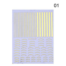 Load image into Gallery viewer, Nail Strip Stickers Black Gold Rose Gold Silver Metal Strip Tape Nail Art Adhesive Foil Tips Nail Sticker Decals Metallic Curve Strip Line Nail Decal Self-Adhesive 3D Wave Design Decoration for Women Girls Tape Nail Art Stickers Decal Decoration