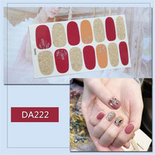 Load image into Gallery viewer, Nail Wraps Polish Decals Strips Golden Glitter 3D Adhesive Full Nail Art Stickers Manicure Kits Women Nail Decorations Accessories Metal Curve Stripe Lines Design Letter Nail Sticker Adhesive Decoration Template Nail Tool Decorations