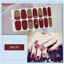 Load image into Gallery viewer, Nail Wraps Polish Decals Strips Golden Glitter 3D Adhesive Full Nail Art Stickers Manicure Kits Women Nail Decorations Accessories Metal Curve Stripe Lines Design Letter Nail Sticker Adhesive Decoration Template Nail Tool Decorations