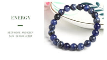 Load image into Gallery viewer, Natural Blue Stone Round Beads Elastic Line Stretch Bracelet Fashion Jewelry Healing Stone Beaded Bracelets For Women Men Gemstones Bracelets Crystal Bracelet Unisex Adjustable Stretch Bracelets 8mm