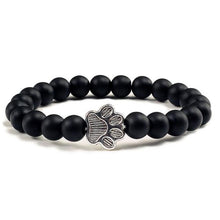 Load image into Gallery viewer, Natural Matte Black Lava Volcanic Stone Paw Print Charm Bracelet Pet Memorial Cat Dog Lovers Jewelry Bracelets For Women Men Stress Relief Yoga Bracelet Mood Bracelet Gifts For Women And Girls
