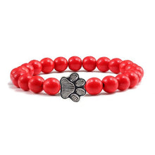 Load image into Gallery viewer, Natural Matte Black Lava Volcanic Stone Paw Print Charm Bracelet Pet Memorial Cat Dog Lovers Jewelry Bracelets For Women Men Stress Relief Yoga Bracelet Mood Bracelet Gifts For Women And Girls