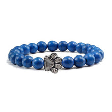 Load image into Gallery viewer, Natural Matte Black Lava Volcanic Stone Paw Print Charm Bracelet Pet Memorial Cat Dog Lovers Jewelry Bracelets For Women Men Stress Relief Yoga Bracelet Mood Bracelet Gifts For Women And Girls