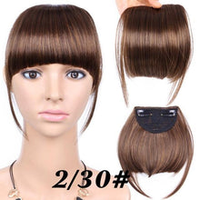 Load image into Gallery viewer, Natural Straight Synthetic Blunt Bangs High Temperature Fiber Brown Women Clip-In Flat Neat Bangs With Temples For Women One Piece Hairpiece