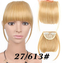 Load image into Gallery viewer, Natural Straight Synthetic Blunt Bangs High Temperature Fiber Brown Women Clip-In Flat Neat Bangs With Temples For Women One Piece Hairpiece