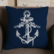 Load image into Gallery viewer, Navigation Navy Blue Nautical Shell Starfish Linen Pillow Cover Blue Anchor Navigation Anchor Sailboat Pillowcase Marine Cushion Cover Sofa Home Decorative Cushion Cover For Home