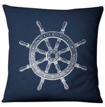 Load image into Gallery viewer, Navigation Navy Blue Nautical Shell Starfish Linen Pillow Cover Blue Anchor Navigation Anchor Sailboat Pillowcase Marine Cushion Cover Sofa Home Decorative Cushion Cover For Home
