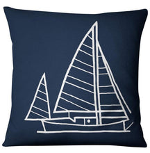 Load image into Gallery viewer, Navigation Navy Blue Nautical Shell Starfish Linen Pillow Cover Blue Anchor Navigation Anchor Sailboat Pillowcase Marine Cushion Cover Sofa Home Decorative Cushion Cover For Home