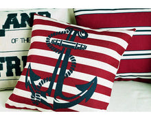 Load image into Gallery viewer, Navigation Navy Blue Nautical Shell Starfish Linen Pillow Cover Blue Anchor Navigation Anchor Sailboat Pillowcase Marine Cushion Cover Sofa Home Decorative Cushion Cover For Home