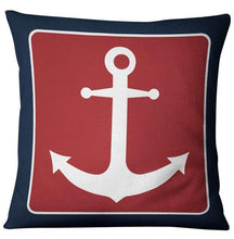 Load image into Gallery viewer, Navigation Navy Blue Nautical Shell Starfish Linen Pillow Cover Blue Anchor Navigation Anchor Sailboat Pillowcase Marine Cushion Cover Sofa Home Decorative Cushion Cover For Home
