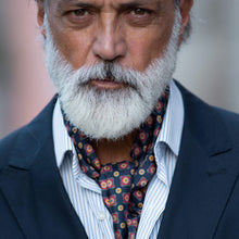 Load image into Gallery viewer, Barberini - Silk Ascot Cravat Tie - Navy and Red