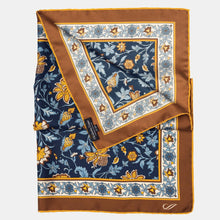 Load image into Gallery viewer, Carrara - Silk Neckerchief - Navy & Mustard