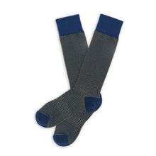 Load image into Gallery viewer, Navy / Gold Birdseye Dress Socks