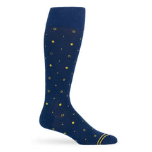 Load image into Gallery viewer, Navy / Gold Mixed Dot Dress Socks