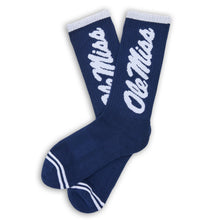 Load image into Gallery viewer, Navy Ole Miss Big Casual Crew Socks