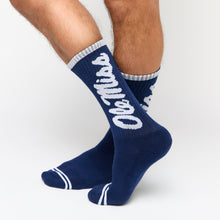 Load image into Gallery viewer, Navy Ole Miss Big Casual Crew Socks