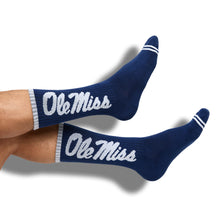 Load image into Gallery viewer, Navy Ole Miss Big Casual Crew Socks