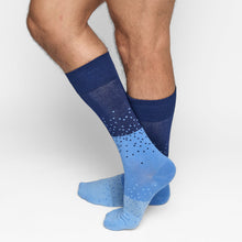 Load image into Gallery viewer, Navy Ombre Dot Dress Socks