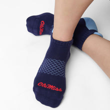 Load image into Gallery viewer, Navy/Powder ' Ole Miss ' Ankle Socks