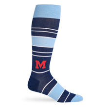 Load image into Gallery viewer, Navy Powder Stripe M Dress Socks