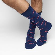 Load image into Gallery viewer, Navy Rebel Dress Socks