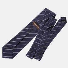 Load image into Gallery viewer, Esino - Silk Jacquard Tie - Midnight Blue and Silver