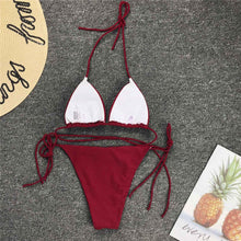 Load image into Gallery viewer, Neon Pink Bikini Women Swimwear Halter Swimsuit Female Two-Pieces Bikini Set Swimwear Halter String Triangle Bikini Sets Bather Bathing Suit Swim