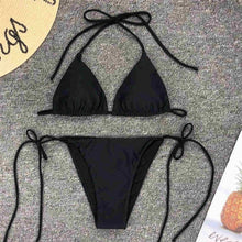 Load image into Gallery viewer, Neon Pink Bikini Women Swimwear Halter Swimsuit Female Two-Pieces Bikini Set Swimwear Halter String Triangle Bikini Sets Bather Bathing Suit Swim