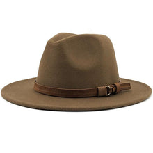 Load image into Gallery viewer, New Adjustable Unisex Wool Fedora Hat Luxury Wide Brim Fedora Floppy Hat Gentleman Elegant Winter Autumn Wide Comfortable Soft Hat Outdoor Wide Brim Hat With Strap