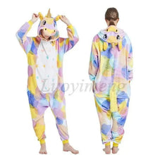 Load image into Gallery viewer, New Animal Pajamas Women Unicorn Sleepwear Panda Pajama Cartoon Overalls Winter Rabbit Nightie Jumpsuit For Winter Girls Unicorn Pajamas Costume Fleece Hooded Animal Sleepwear Christmas Cosplay Unicorn Gift
