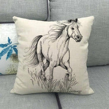 Load image into Gallery viewer, New Animal Pattern Pillow Cover Simple Wind Pillow Set Art Home Decorative Throw Pillow Cover Horse Cotton Linen Cushion for Couch Sofa Bedroom Livingroom Kitchen Car Restoring Ancient Ways Horse Head Decorative Cushion Covers 45x45CM