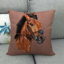 Load image into Gallery viewer, New Animal Pattern Pillow Cover Simple Wind Pillow Set Art Home Decorative Throw Pillow Cover Horse Cotton Linen Cushion for Couch Sofa Bedroom Livingroom Kitchen Car Restoring Ancient Ways Horse Head Decorative Cushion Covers 45x45CM
